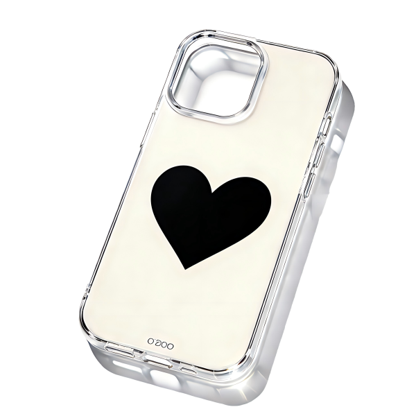 Minimalist Black Heart Clear Phone Case