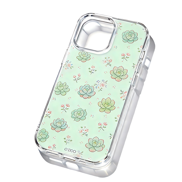 Succulent & Floral Print Clear Phone Case