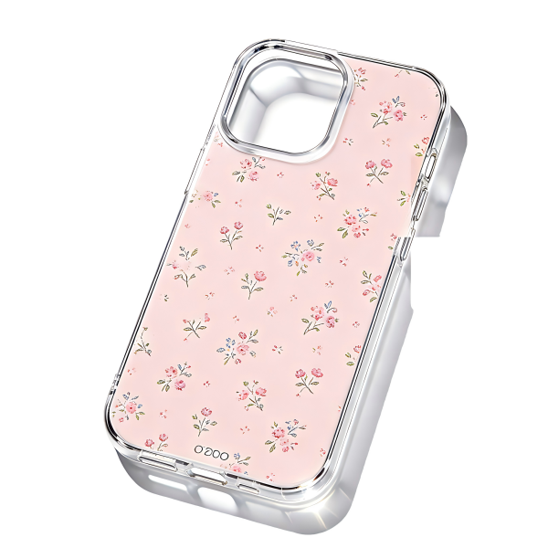 Pink Floral Pattern Clear Phone Case