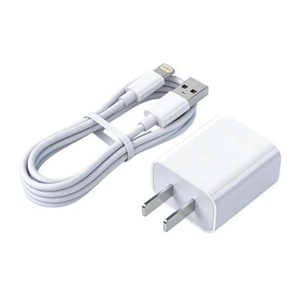 Basic USB-A Wall Charger with Lightning Cable Set