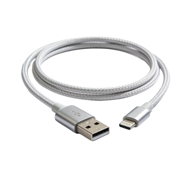 Silver Braided USB-A to Lightning Charging Cable
