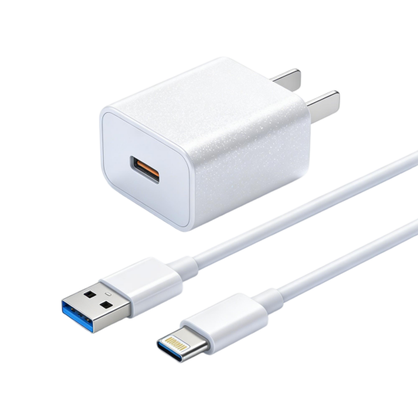 Glitter Finish USB-A Wall Charger with Lightning Cable Set